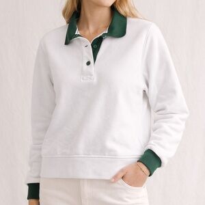 Tuckernuck Studio McGee Sport White Pullover Green Trim M